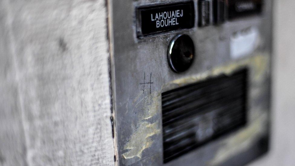 The name of Mohamed Lahouaiej-Bouhlel on the intercom of his apartment building