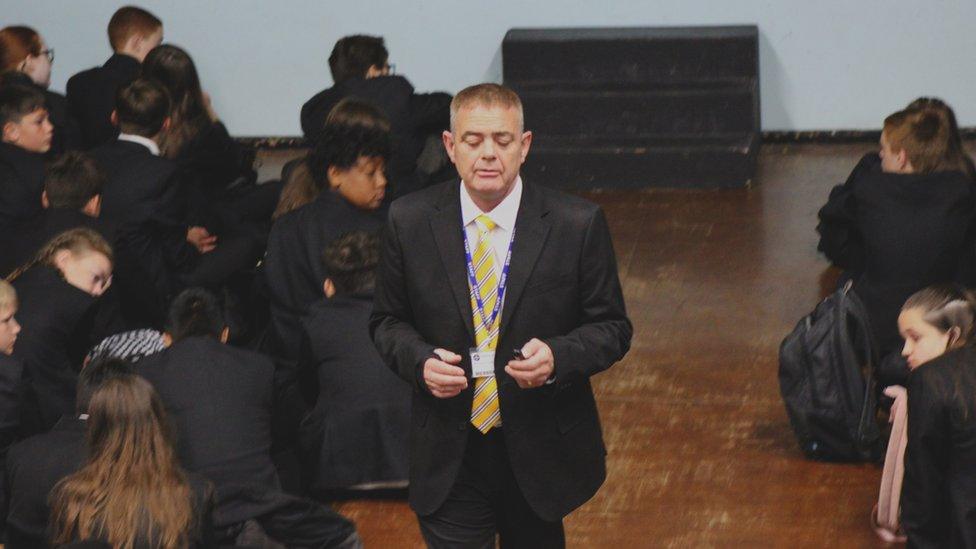 Colin Scott delivering his assembly