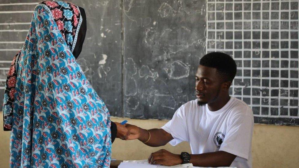 Voter in Tanzania on 28 October 2020