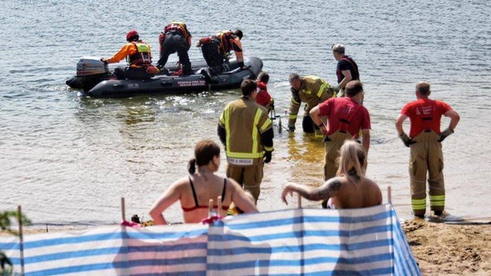 Emergency crews at Bawsey Pits