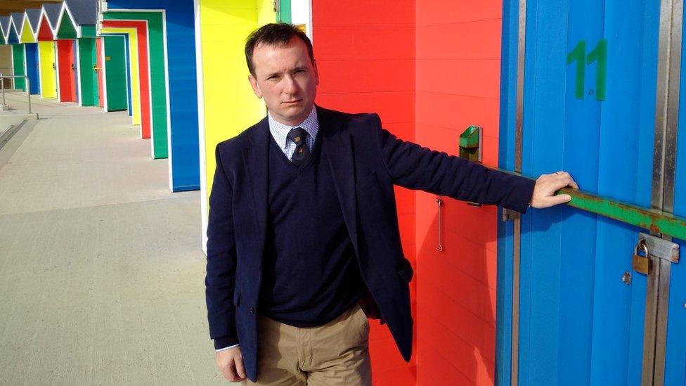 Alun Cairns at the Barry Island beach hut