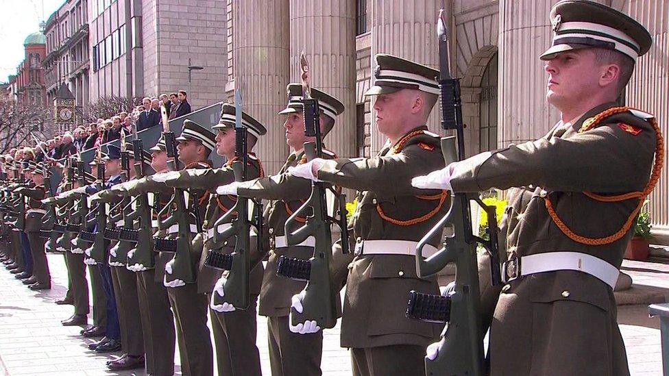 Members of the Irish defence forces have been taking part in the Easter Rising centenary commemorations