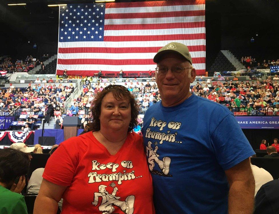 This happy couple chose to celebrate their wedding anniversary with Trump and his supporters