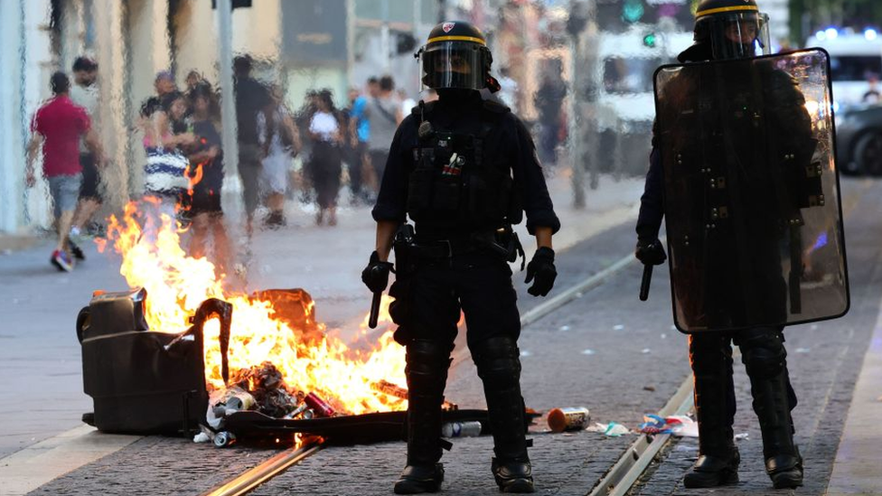 Riot police in Marseille