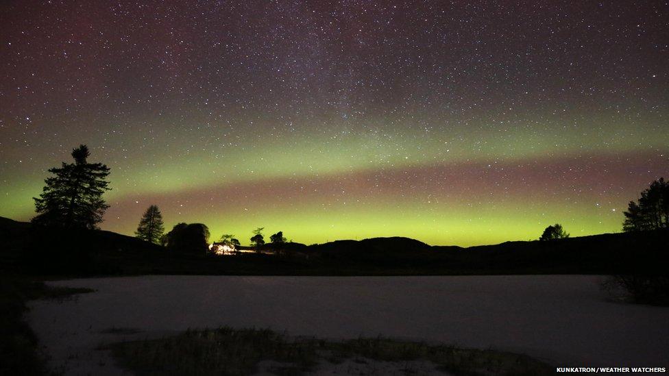 Green glow from Northern Lights