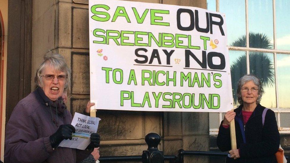 Protesters at Wallasey Town Hall