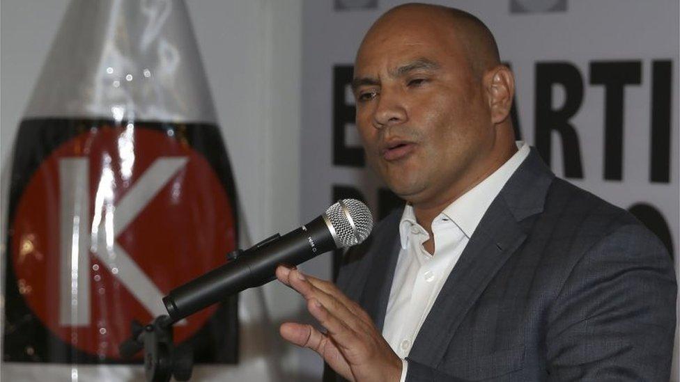 General Secretary of the Popular Force (FP) party, Joaquin Ramirez speaks during a press conference in Lima, Peru, 17 May 2016.