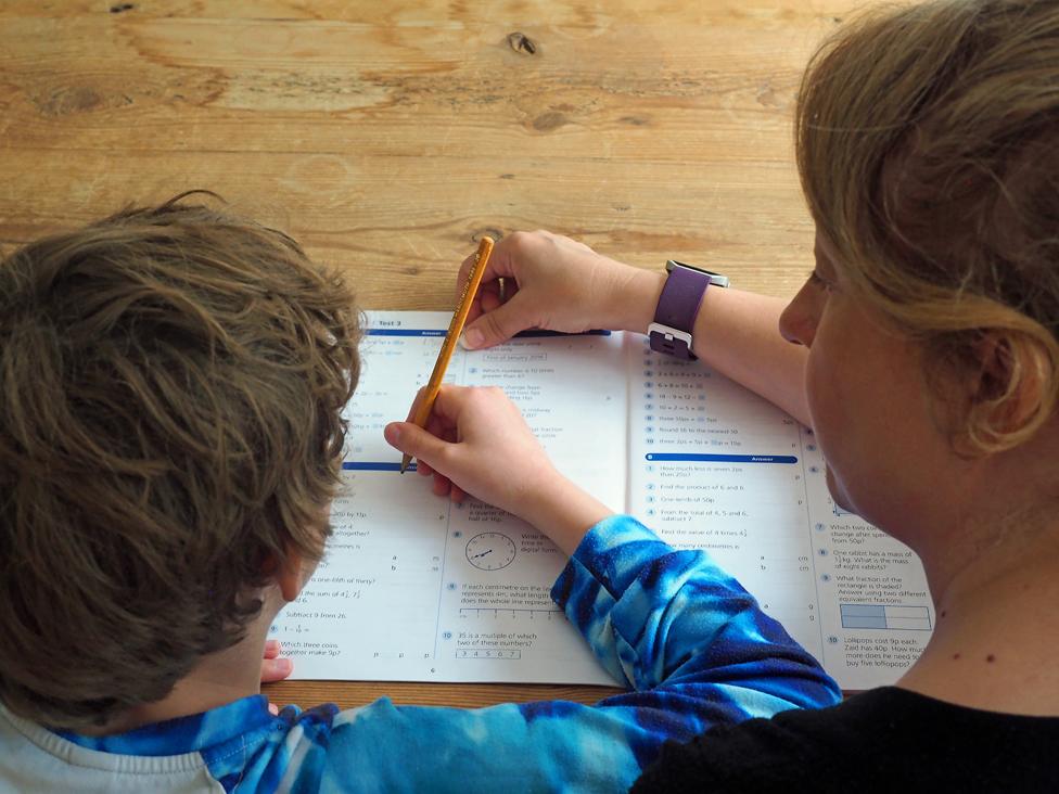 William and his mother Caroline practising Maths