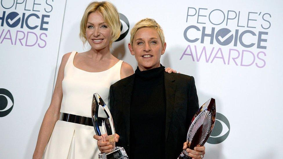 Ellen DeGeneres (r) with wife Portia de Rossi