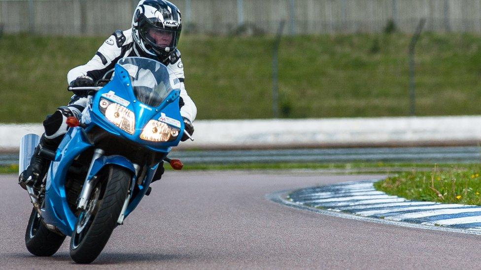 Claire Lomas riding a motorbike