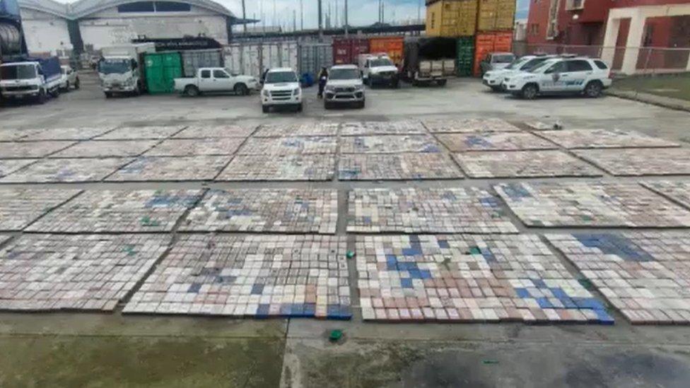 Screenshot of cocaine seized in the port of Guayaquil on 26 February 2023