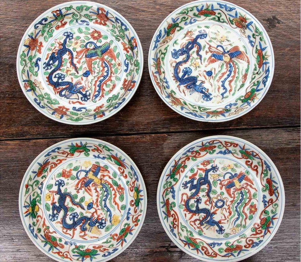 16th Century Chinese Ming Dynasty wucai dishes