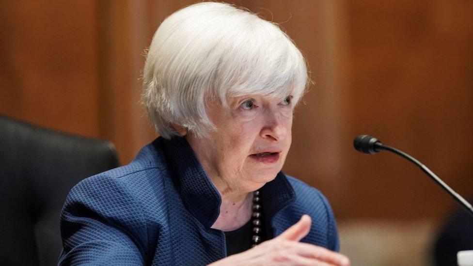 Treasury Secretary Janet Yellen speaking during a Senate Appropriations committee hearing.