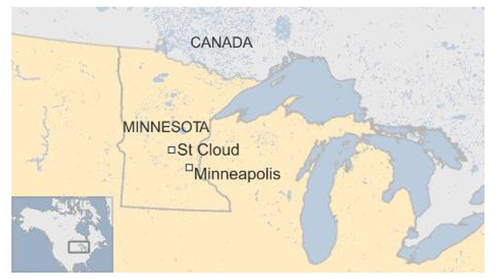 Map showing St Cloud, Minnesota