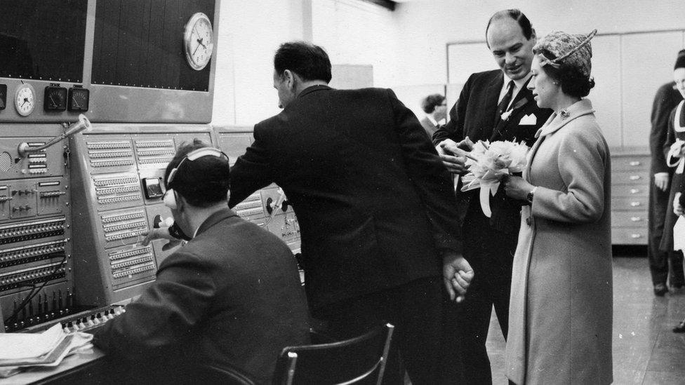 Princess Margaret inspects some of the broadcast equipment in the new BBC Wales HQ at Llandaff in 1967