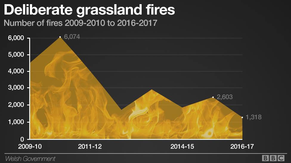 Deliberate grass fire graph