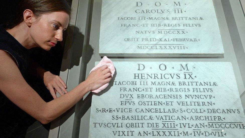 Marble grave markers, formerly in St Peter"s Basilica