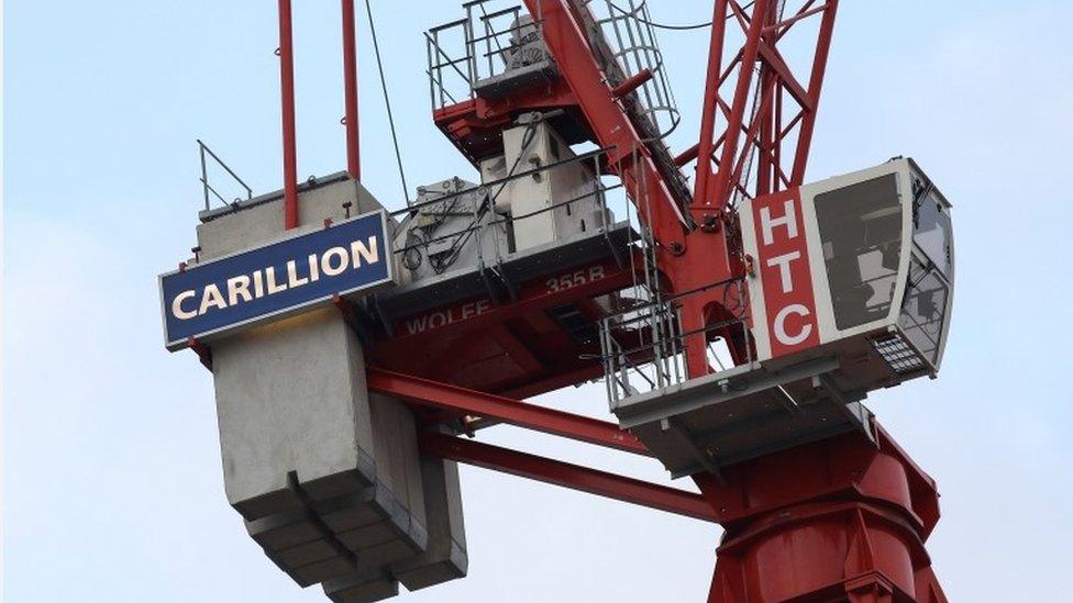 Crane with Carillion sign