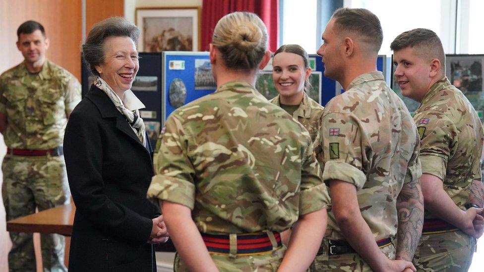 Princess Anne meets personnel at St Omer Barracks