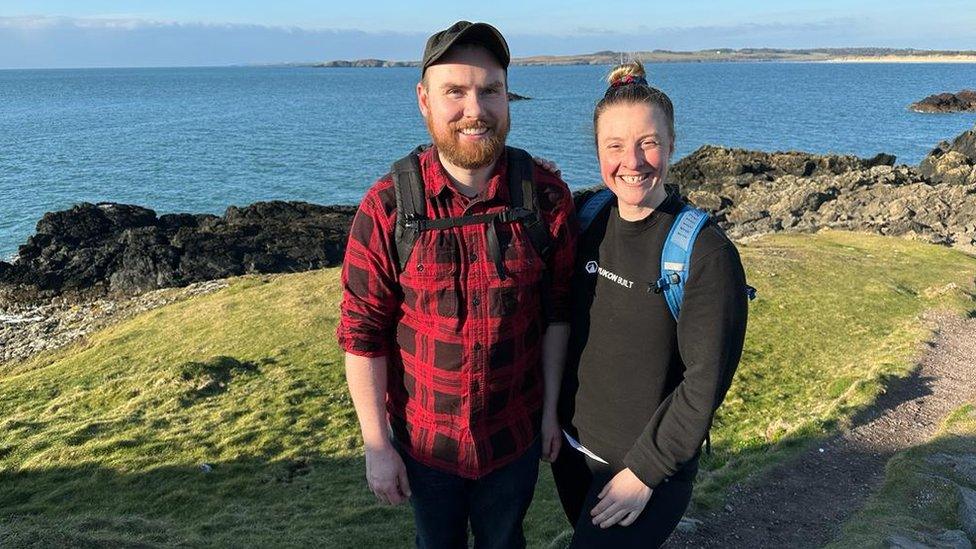 Pavlina and her partner Patrick on Llanddwyn island