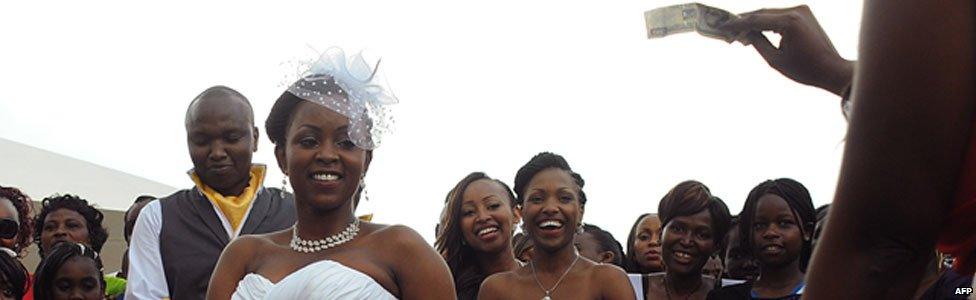 A Kenyan couple at their wedding in Nairobi, Kenya