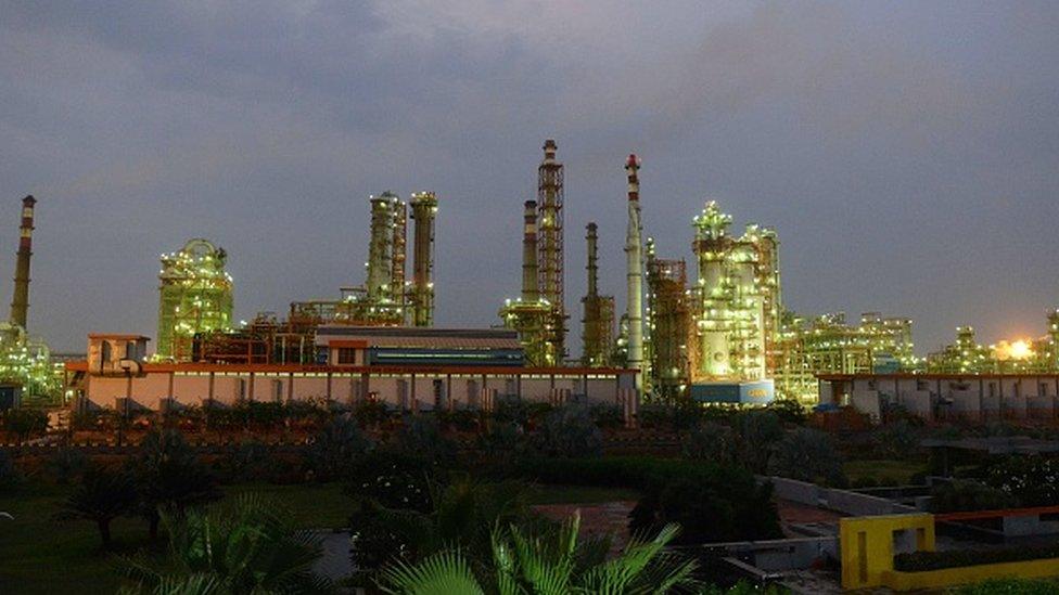 Indian Oil Refinery of Essar Oil at Vadinar village, near Jamnagar, some 380 kms. from Ahmedabad