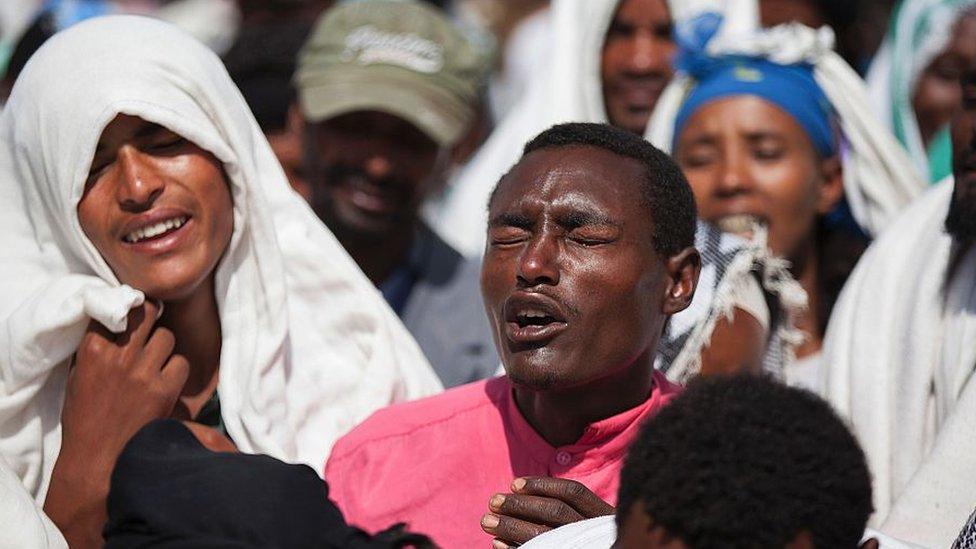 Protesters mourning