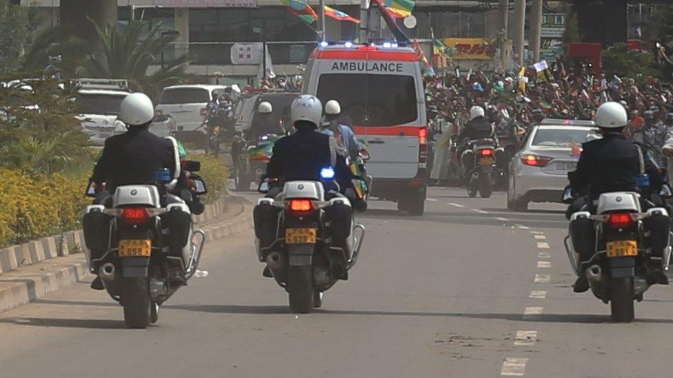 Road in Addis Ababa, Ethiopia on 14 July 2018