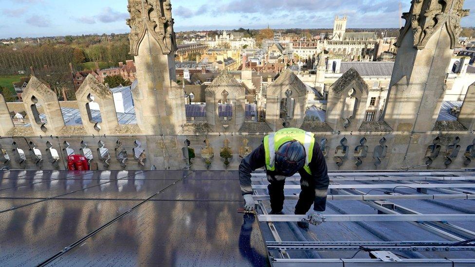 Solar panels being installed