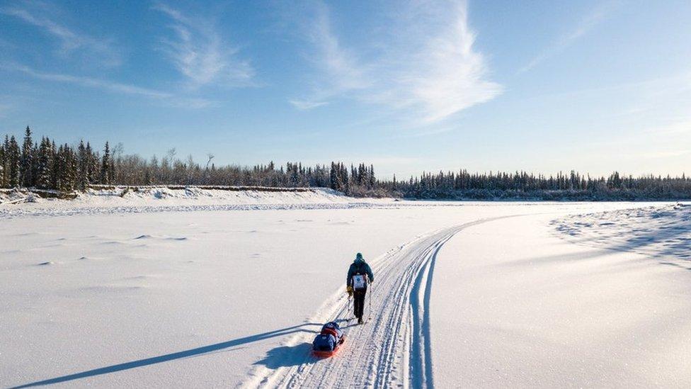 Marianne Heading pulls a sledge