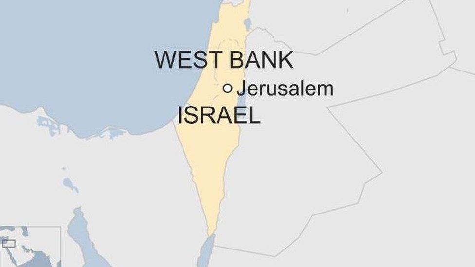 Map of Israel, the West Bank and Jerusalem