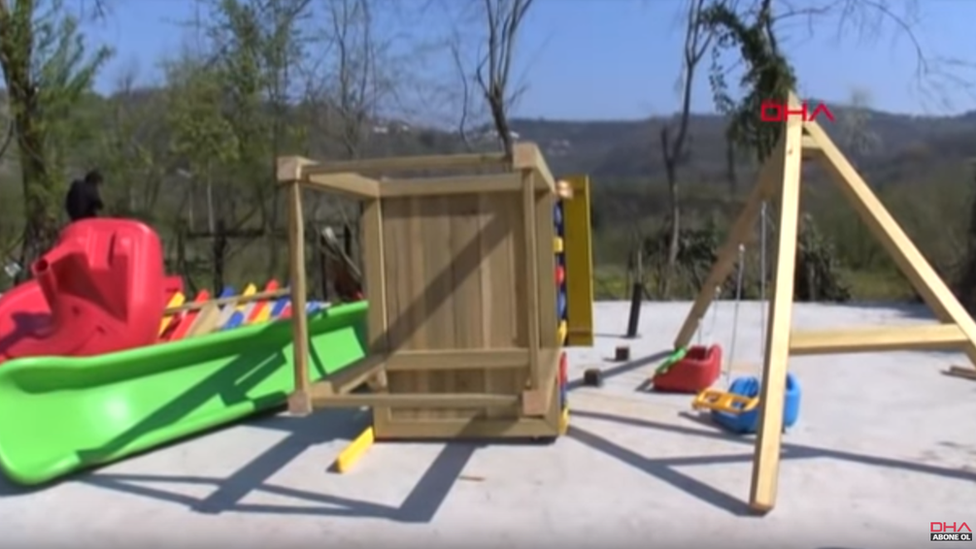 Playground in Turkish village of Yenidoğanlar after being dismantled by outgoing mayor, April 2019