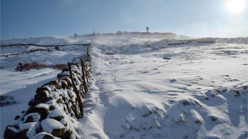 Cowling, near Keighley, under snow