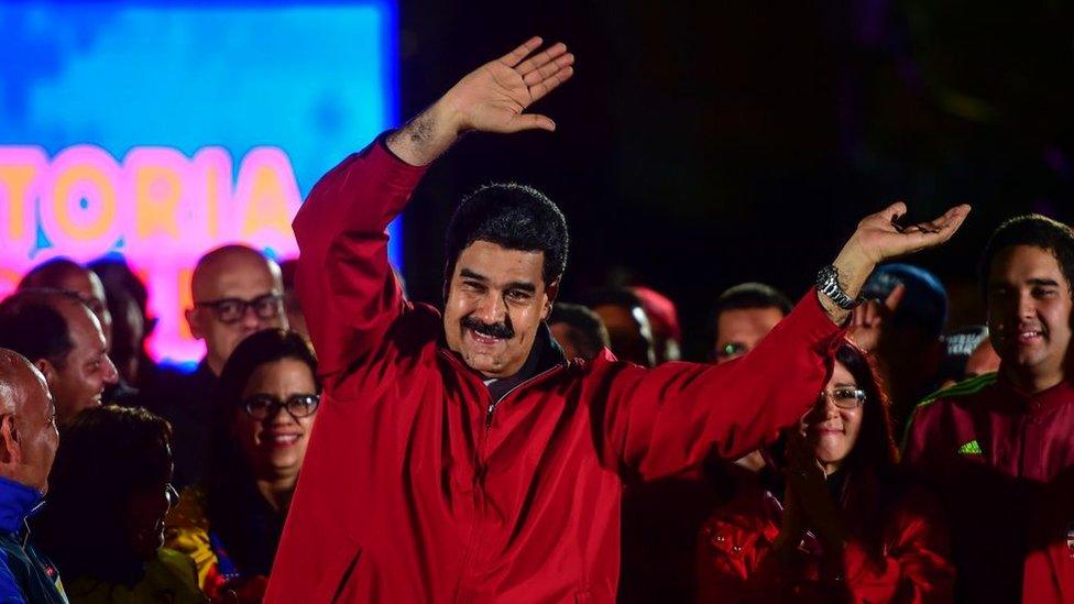 Venezuelan President Nicolás Maduro celebrates the results of the assembly election