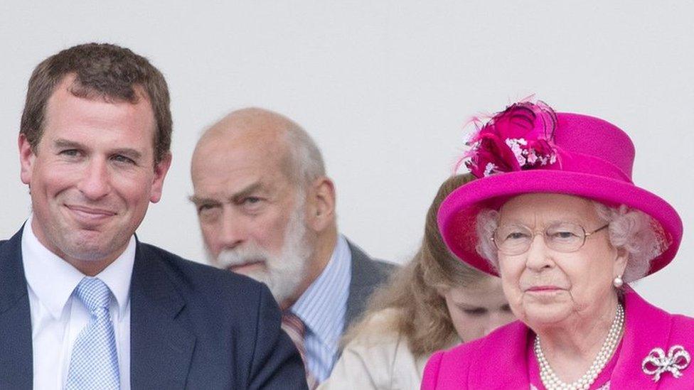 Peter Phillips and the Queen at the Patron's Lunch