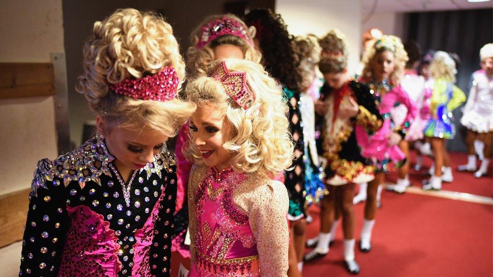 Dancers queuing before the competition