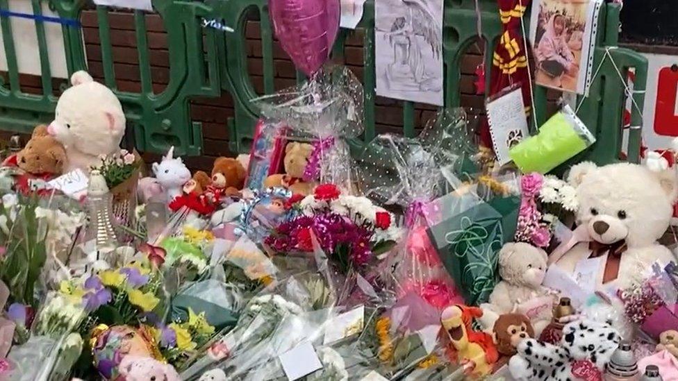 Tributes near where Lillia Valutyte was killed