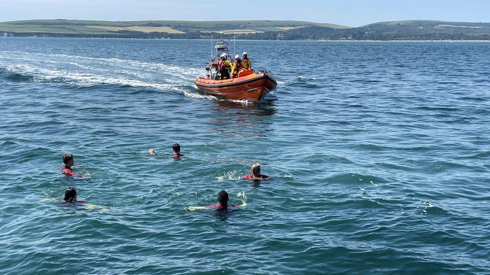 RNLI training exercise in Poole Harbour