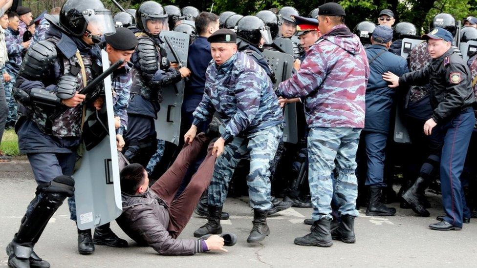 Protesters clash with police in Nur-Sultan