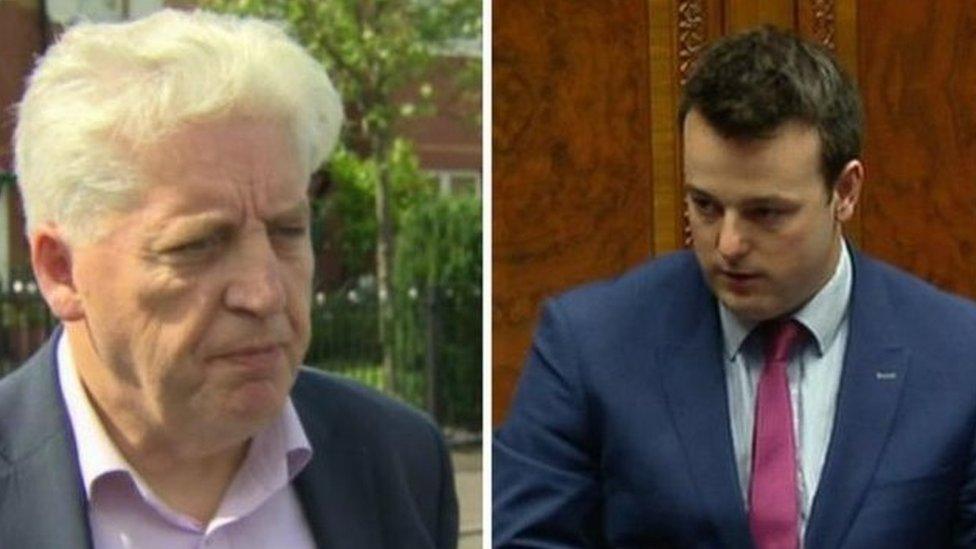 Alasdair McDonnell (left) will face a challenge to his leadership at the SDLP's annual conference in November from the party's youngest MLA Colum Eastwood (right), a former mayor of Derry