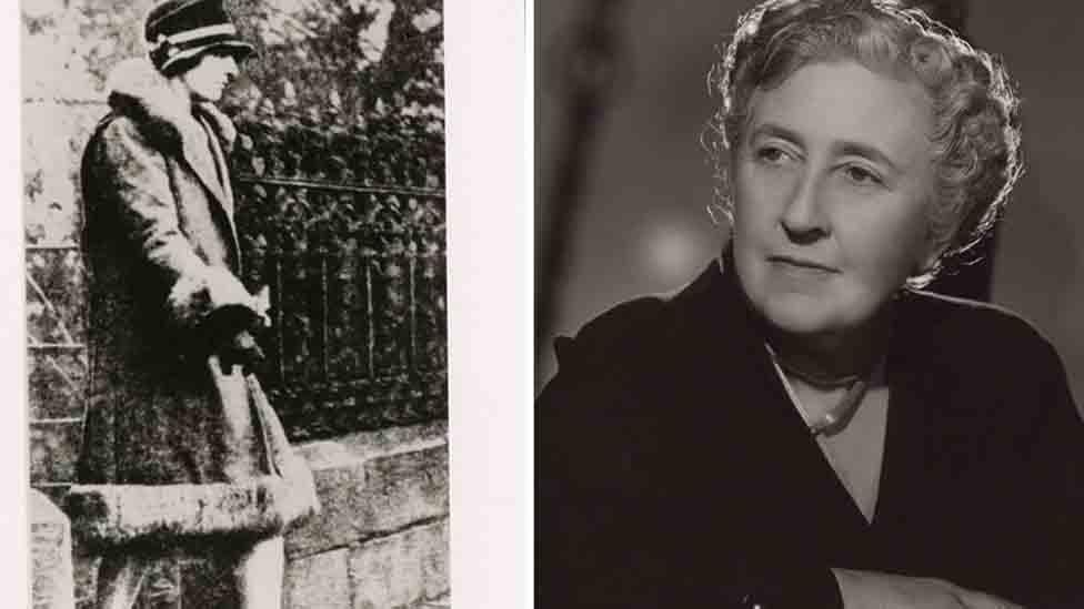 Agatha Christie on the street as a younger woman and older