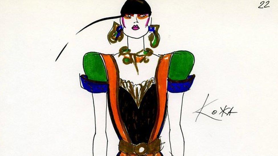 Slava Zaitsev's sketch of a dress design