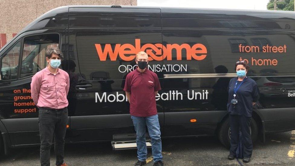 Team at mobile health unit in North West