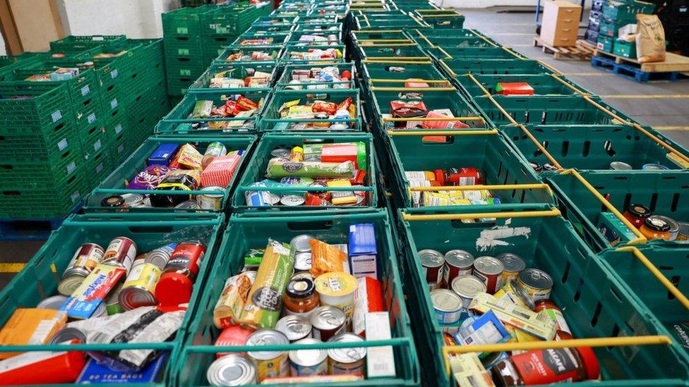 Food parcels at Coventry Foodbank, the Halo Centre