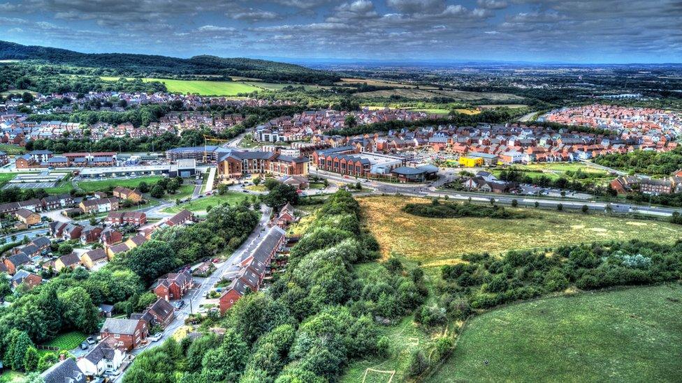 Aerial view of Lawley, Telford