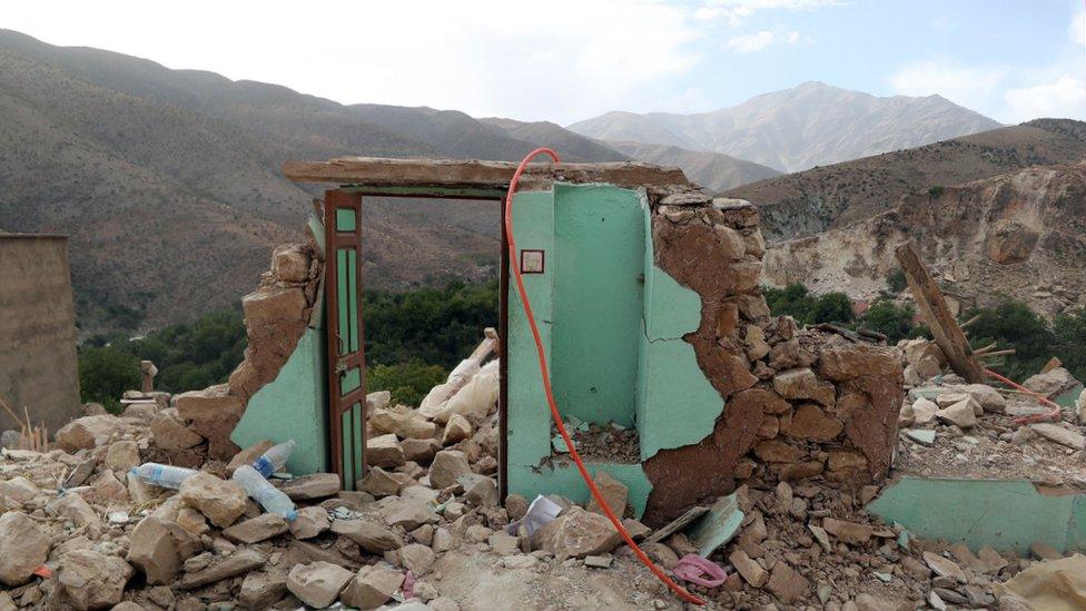 A doorway left standing following an earthquake