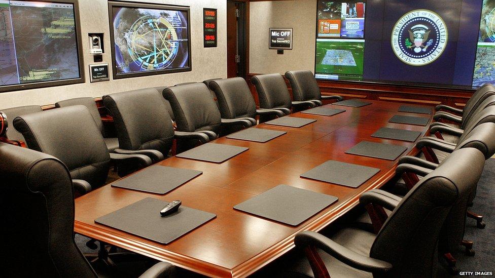 The situation room in the West Wing of the White House