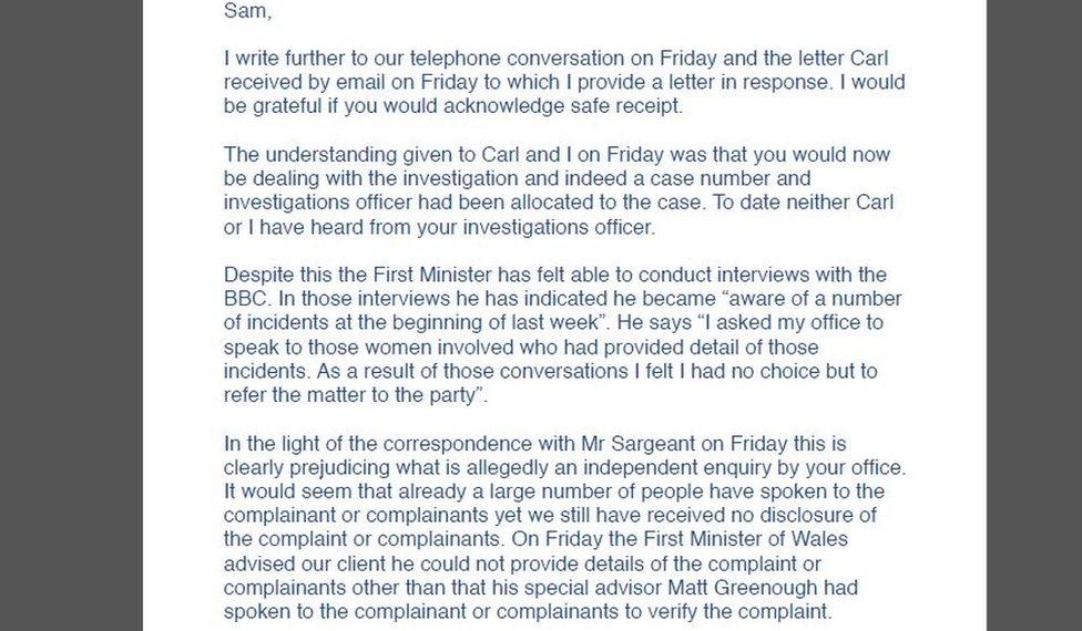 Email from solicitor to the Labour party