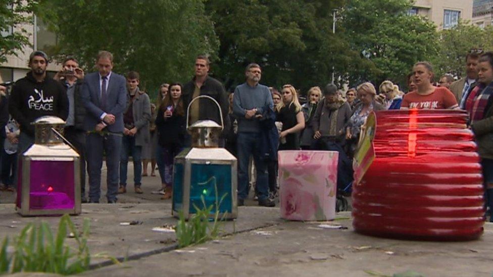 A minute's silence was held in Swansea along with other places holding vigils