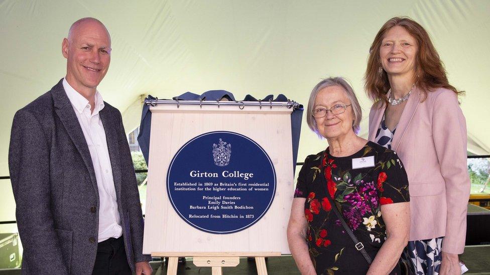 The plaque was unveiled as part of a weekend celebrating the 150th anniversary of Girton College